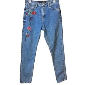 NWOT Vintage Denim Co. Floral Embroidered Denim Mom Jeans Size 6 Boho 90's Retro